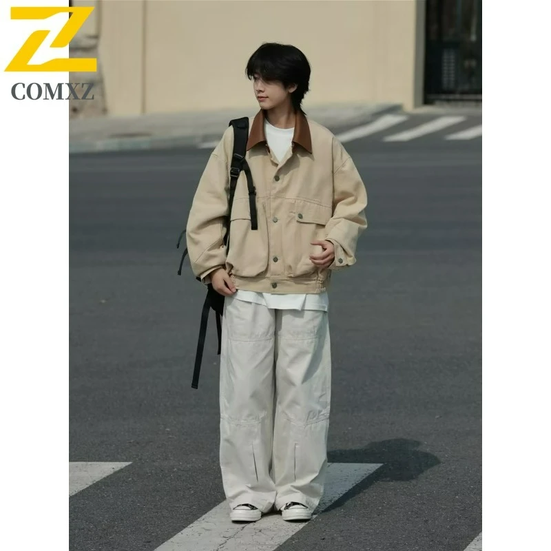 

COMXZ уличная куртка с воротником-стойкой, мужская высококачественная комфортная мотоциклетная куртка для верховой езды, легкая осенняя одежда в уличном стиле