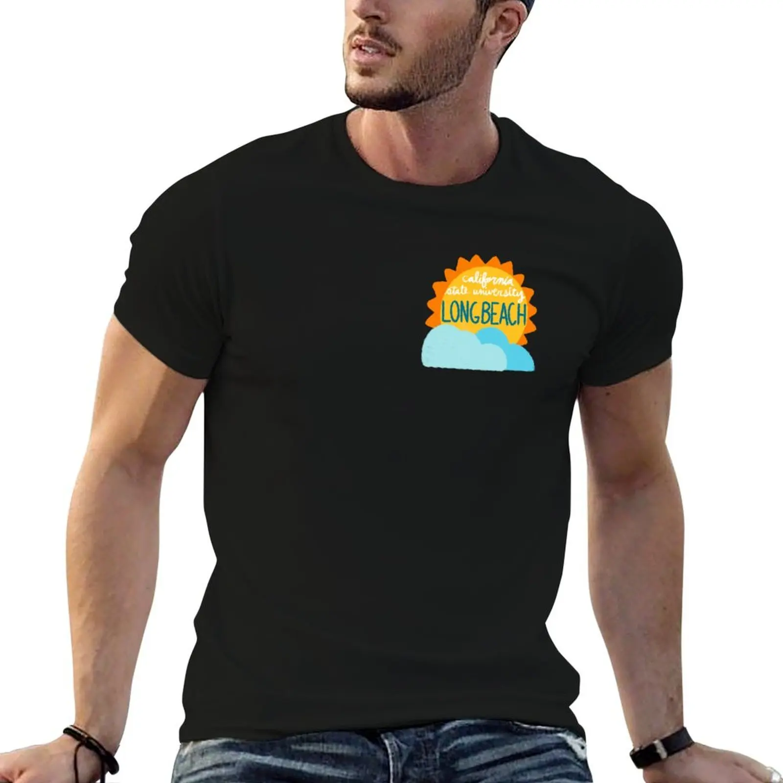 

t shirt anime graphic CSULB sunshine oversize t shirts man T-Shirt