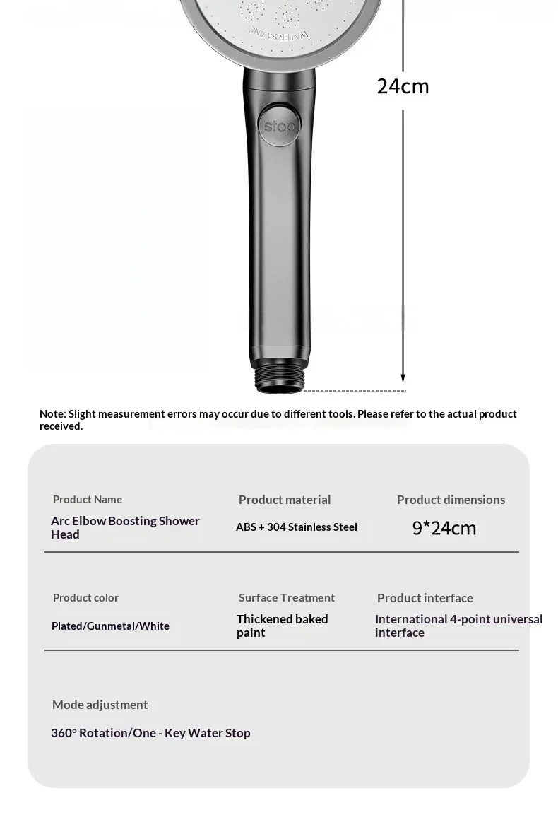 Verstellbarer Handbrausekopf mit Hochdruck-Duschsprüher und Ein-Klick-Wasserstopp-Düse für Haushalt und Badezimmer – Detail 20