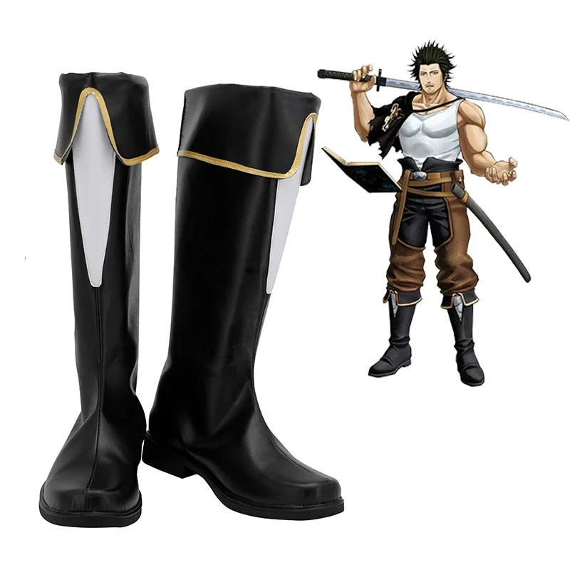 

Anime Black Clover Yami Sukehiro Black Cosplay Shoes Yami Sukehiro Long Boots Leather Shoes For Halloween Christmas Role Play