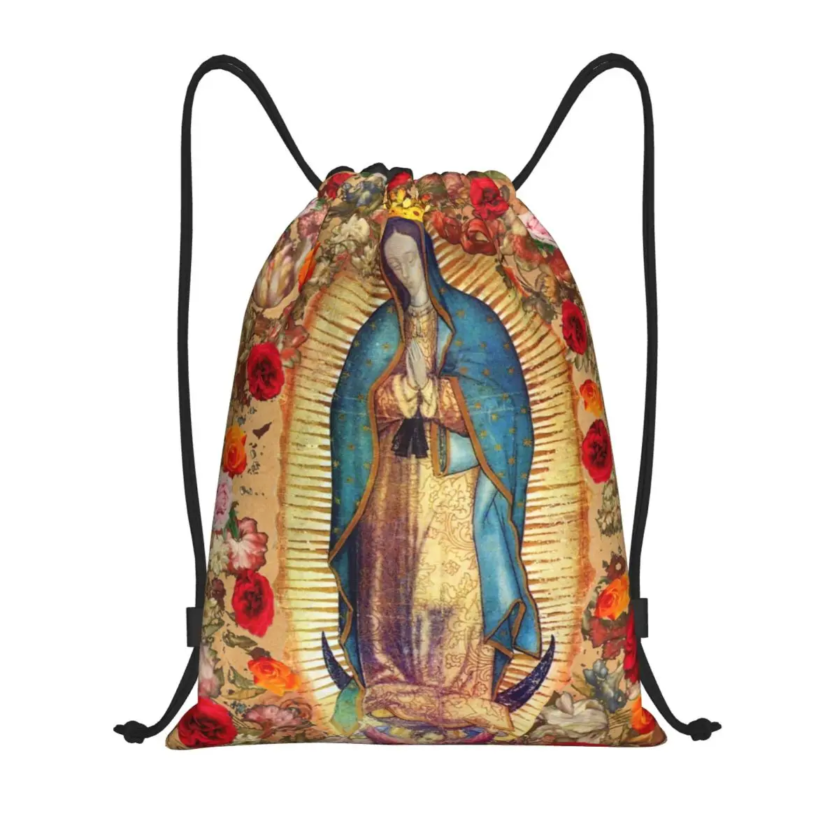 กระเป๋าเป้สะพายหลังมีเชือกผูกสำหรับผู้หญิงของเราจาก Guadalupe Virgin Mary Catholic MEXico ถุงผ้าแบบมีหูรูดสำหรับการเดินทาง