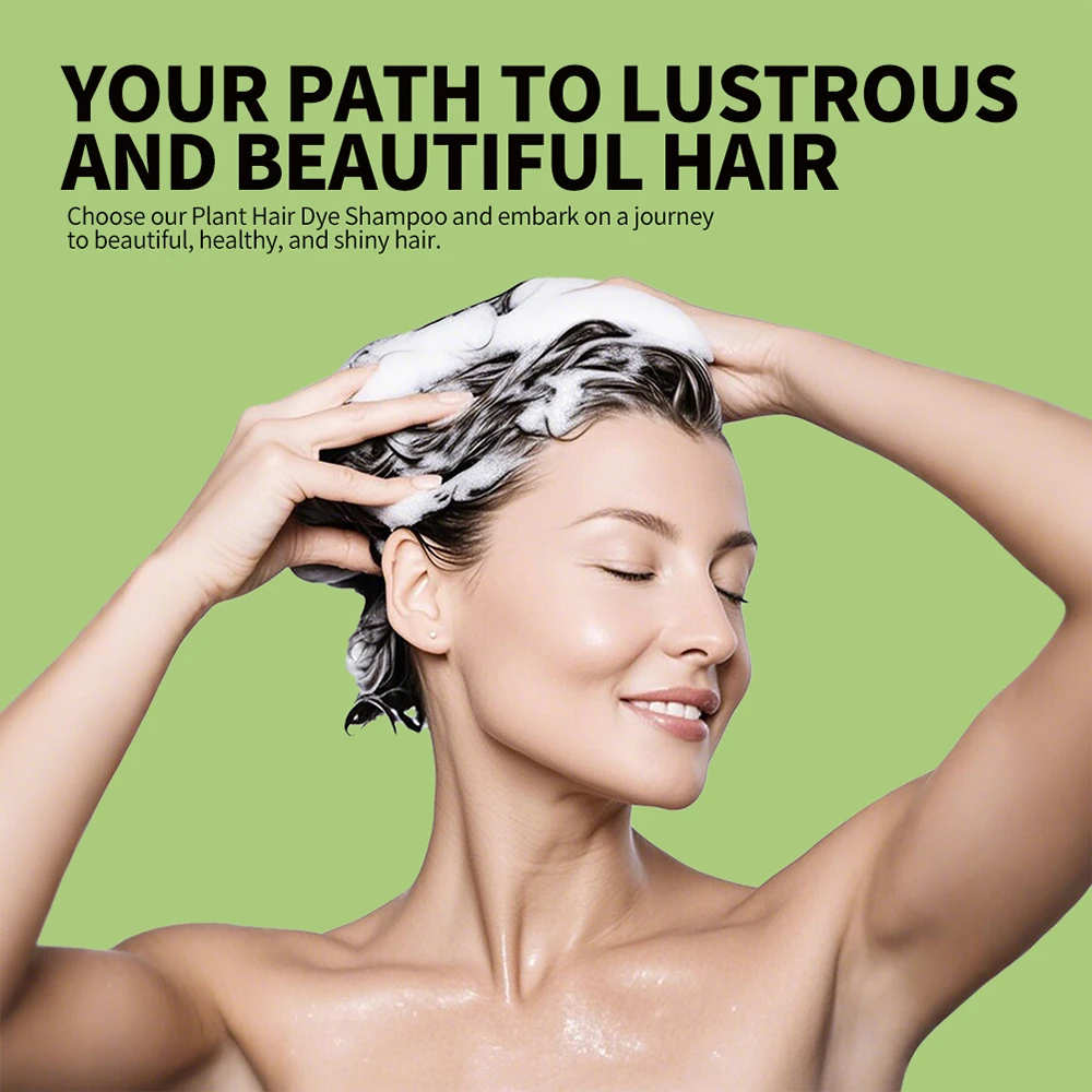 5 pçs planta natural bolha tintura de cabelo shampoo capa branco cinza cabelo rápido escurecimento cor do cabelo shampoo castanha tingimento marrom shampoo