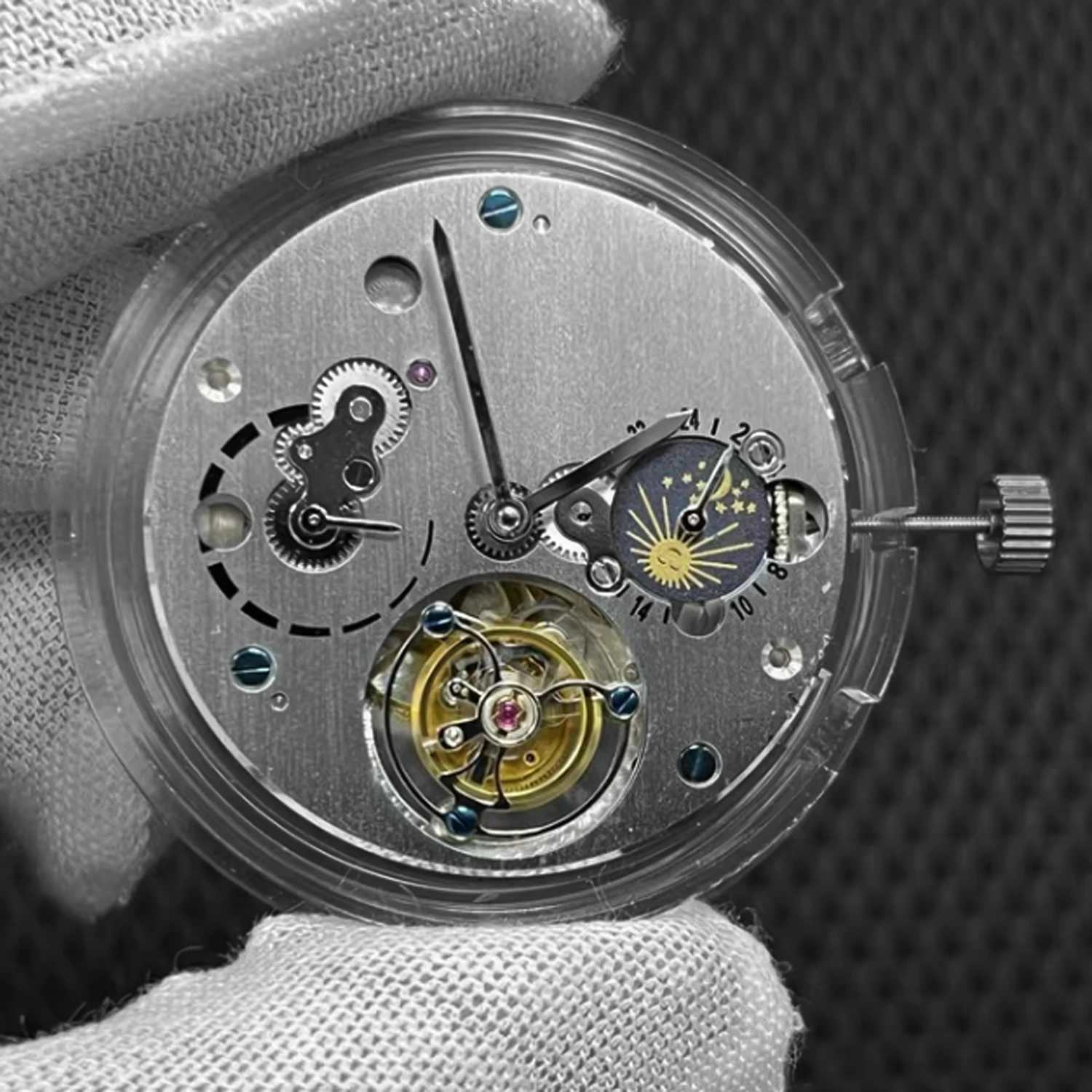 dandong made automatic tourbillon movement 5212 moon DISPLAY / 24 HOURS / energy display