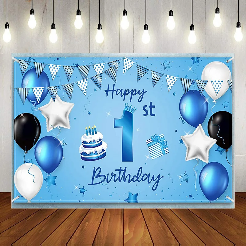 Happy 1st Birthday Backdrop Cake Smash Country Wood Floor Photography  Background Banner Poster Decoration Party Baby Shower