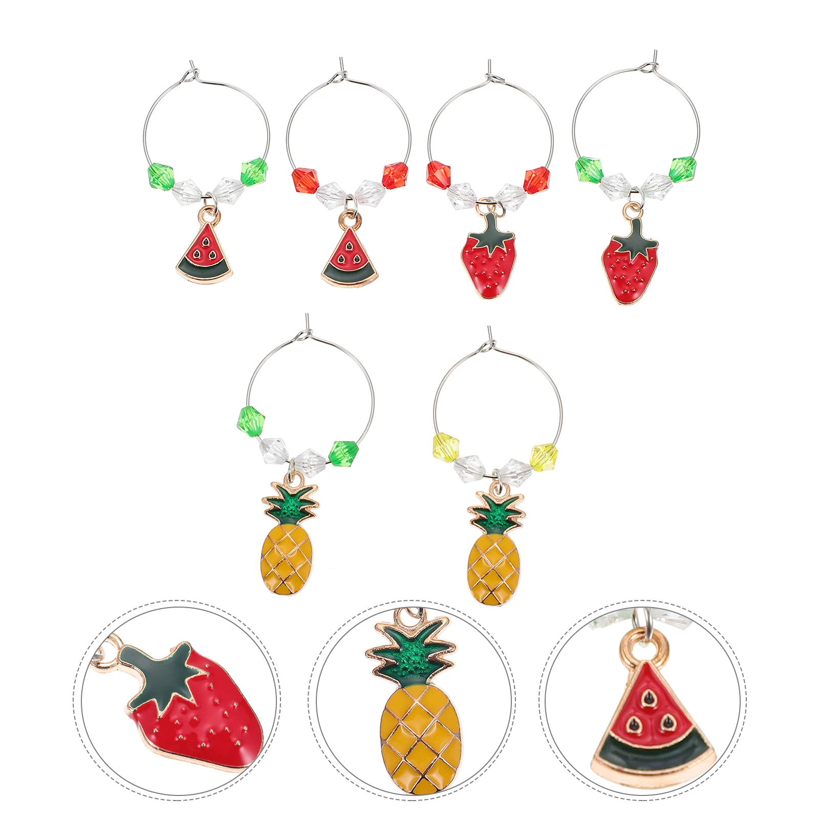 

6pcs Wine Tags Fruit Pattern Drink Markers Party Cup Charms Decorative Rings Cup Identifier For Home Decoration Wine