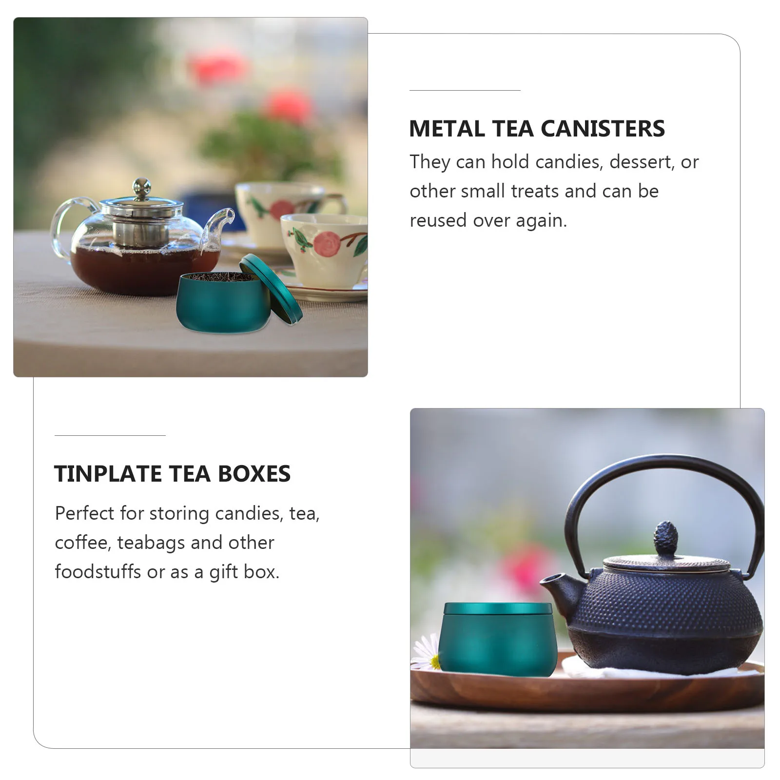 

4 Pcs Jars Tinplate Boxes Metal Containers Sealed Tea Jars Tinplate Tea Boxes Reusable Storage Cans Kitchen Accessories