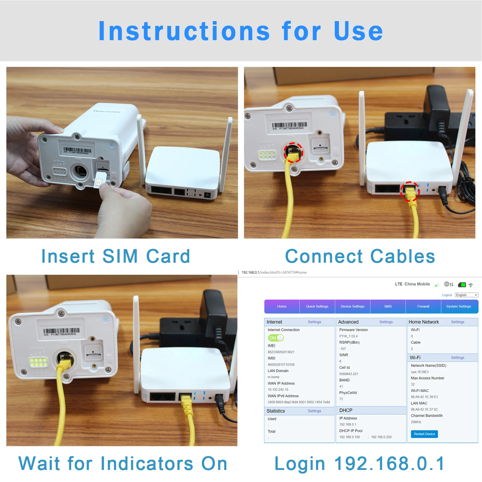 Yeacomm YF-P11K 4G CPE WIFI KIT outdoor LTE Router and Indoor WIFI AP