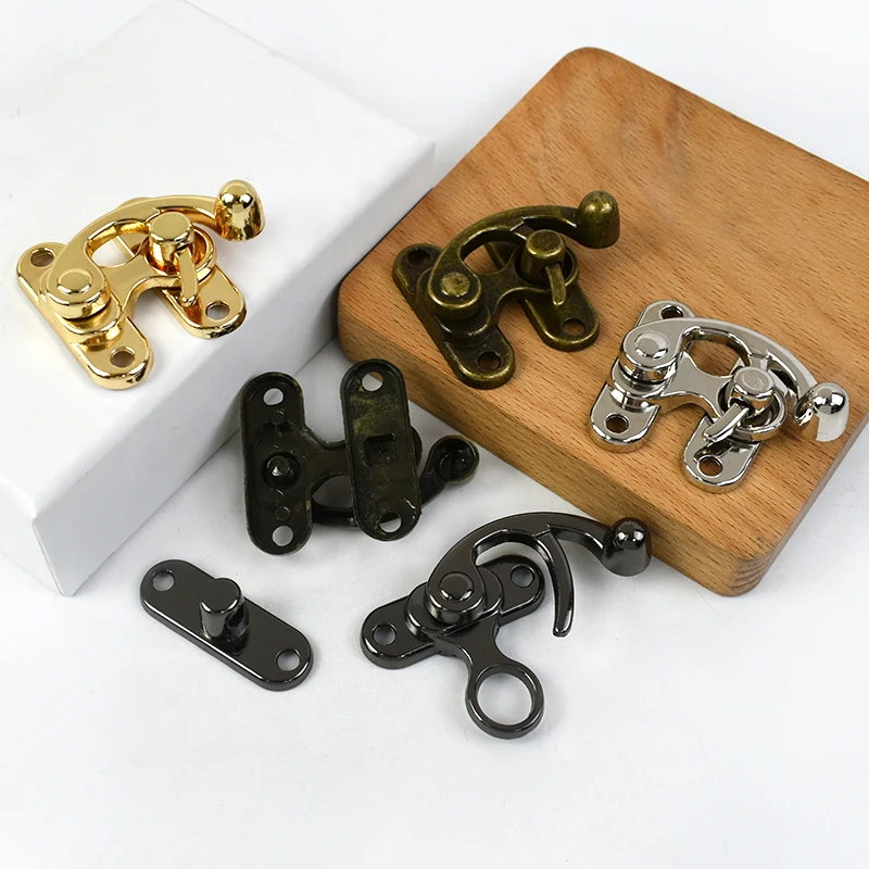 1-5Pcs 45X37mm Box Toggle Latch Hasp Metal Lock Decor Hasps Hook Clasp Curved Buckle For Jewelry Chest DIY Hardware Accessories