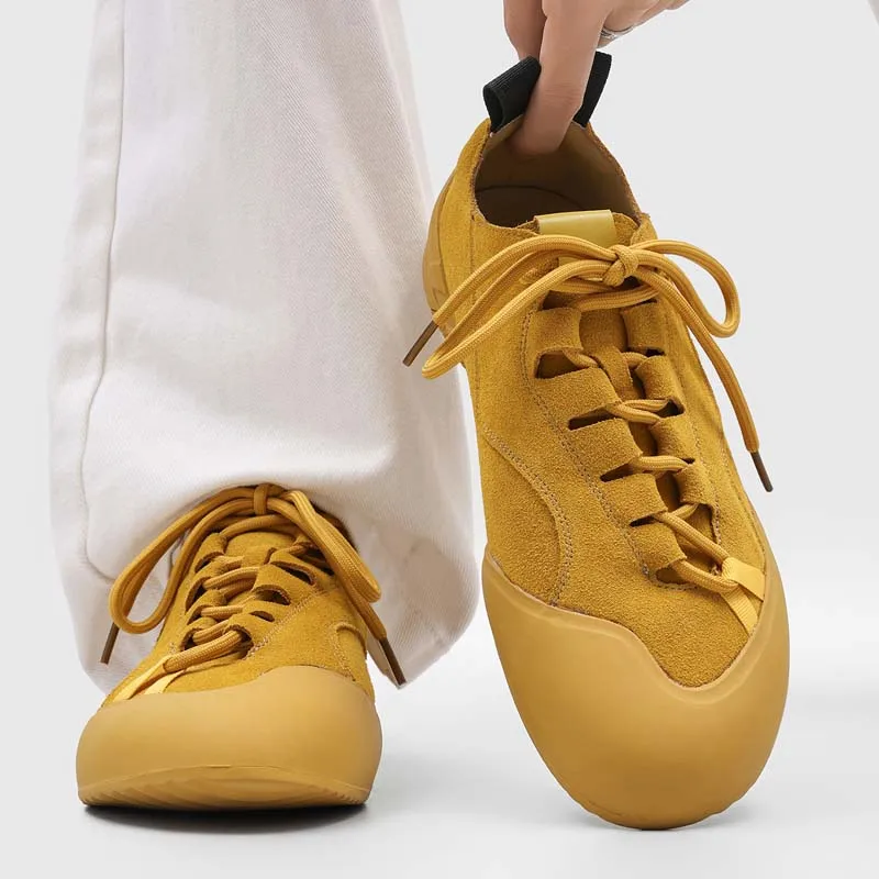 

Dopamine Colored Suede Men Shoes New Color Blocked Casual Sports Shoes Lightweight Niche Durable Hiking Couple Street Fashion
