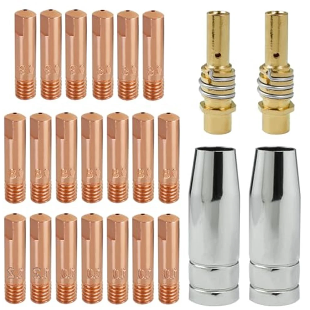 

24Pcs 14AK Welding Torch Consumables 0.6mm 0.8mm 0.9mm 1.0mm 1.2mm MIG Torch Gas Nozzle Tip Holder Of 15AK MIG MAG Welding Torch