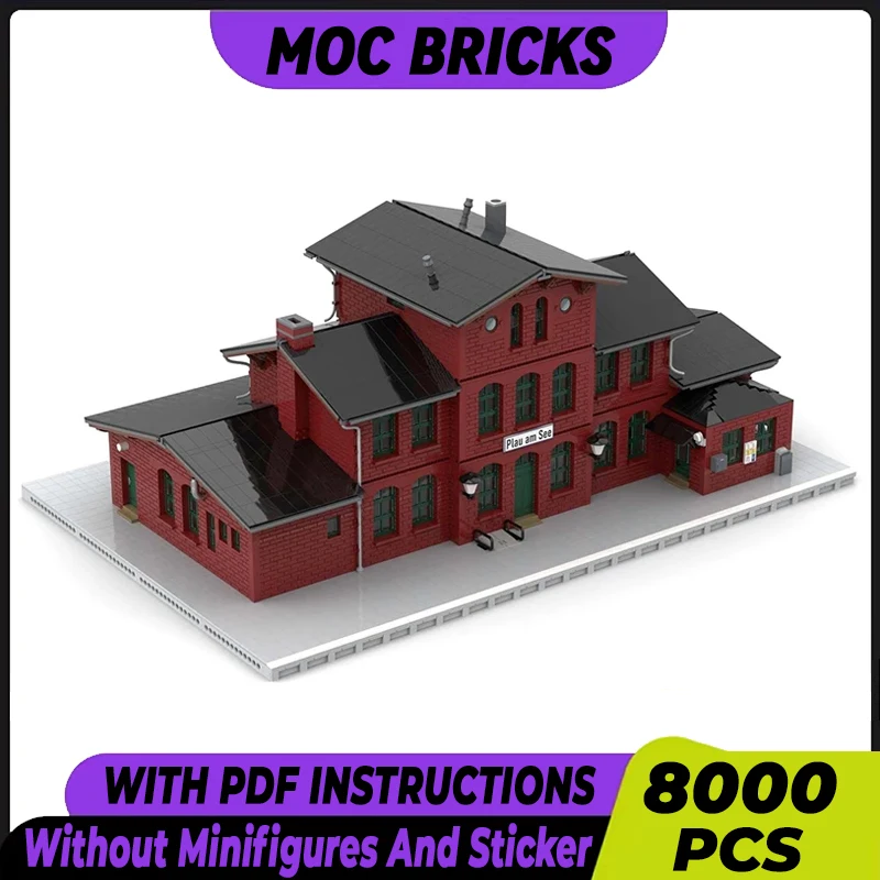 Street View Model Moc Building Bricks Branch Line Train Station Technology Modular Blocks Gifts Christmas Toys DIY Sets Assembly