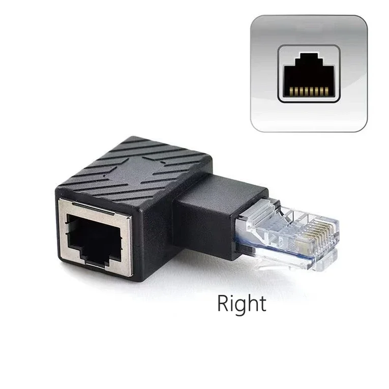 Adaptador Ethernet hembra a macho RJ45 8P8C de ángulo recto hacia arriba y hacia abajo, 90 270 grados, para ordenadores portátiles, PC, TV Box, enrutador, módem óptico