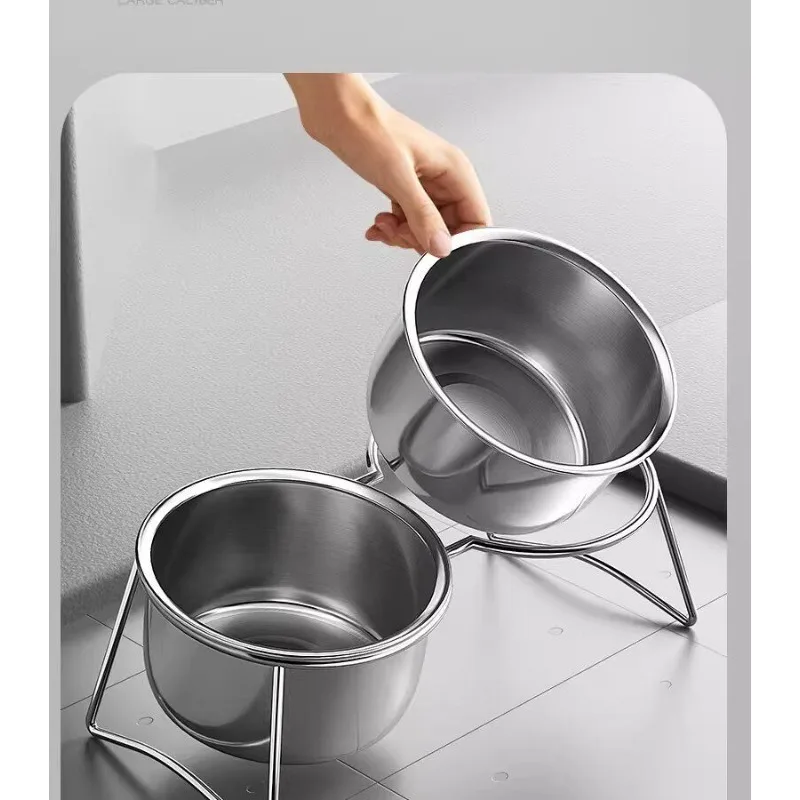 New Stainless Steel Double Bowl Pet Feeding Station Elevated Dog Bowl Pet Feeder and Water Dispenser Dogs Accessoires view 4