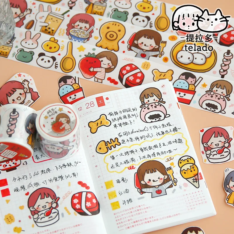 1 Pcs/lot DIY Washi Tape Cartoon Girl Japanese Paper Decorative Adhesive Tape lovely series Masking Tape Stickers