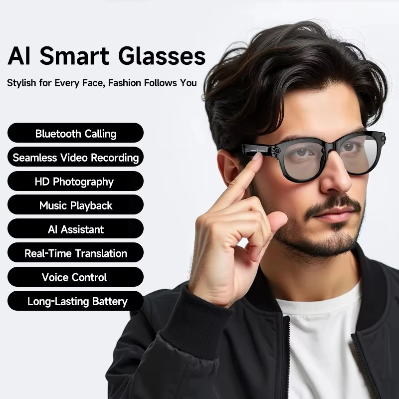 Lenovo 8K HD AI Smart Glasses Real-time Translation 1600wDual Camera Bluetooth Call Shoot Audio Video Music Play Sunglasses 2026 image 5