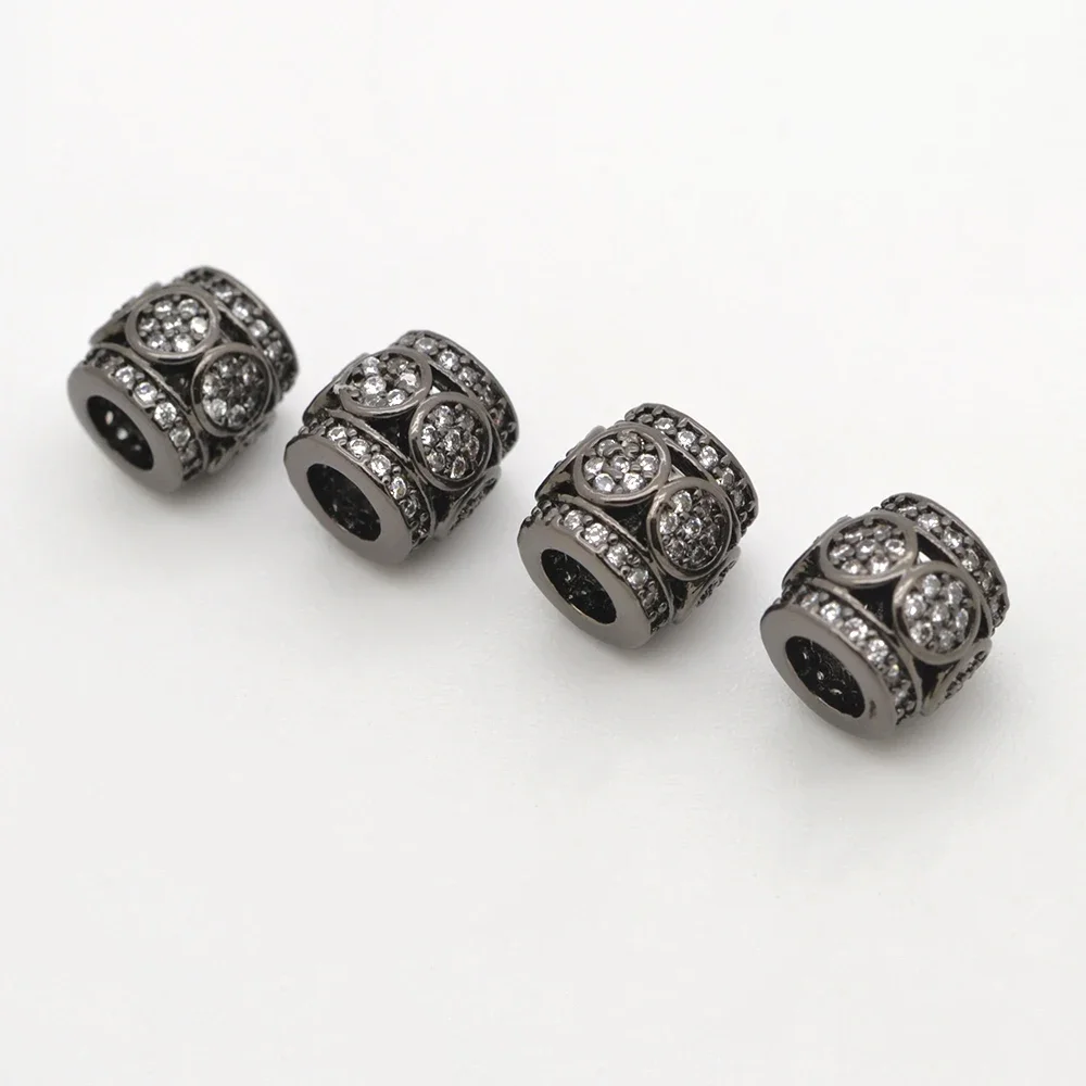 

2 Pcs Spacer Beads Diy Necklace Bracelet Making Copper Inlay Zircon Cylindrical Hollow Loose Beads Jewelry Accessories Wholesale
