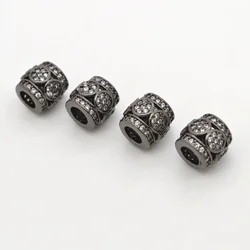 2 Pcs Spacer Beads Diy Necklace Bracelet Making Copper Inlay Zircon Cylindrical Hollow Loose Beads Jewelry Accessories Wholesale