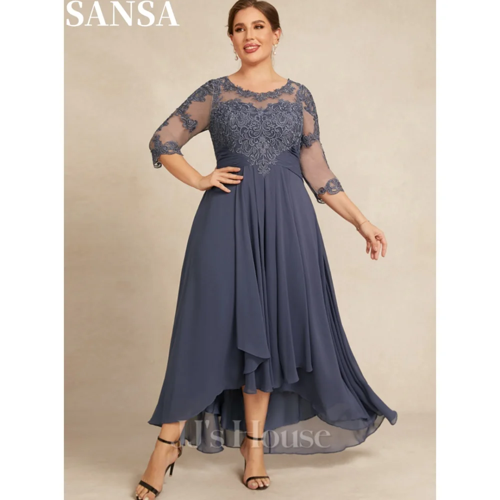 Sansa A-line Chiffon Mother Of Bridal Dress Customized Floor-Length Wedding Dress Long Sleeve Embroidery Vestidos De Fiesta 2024