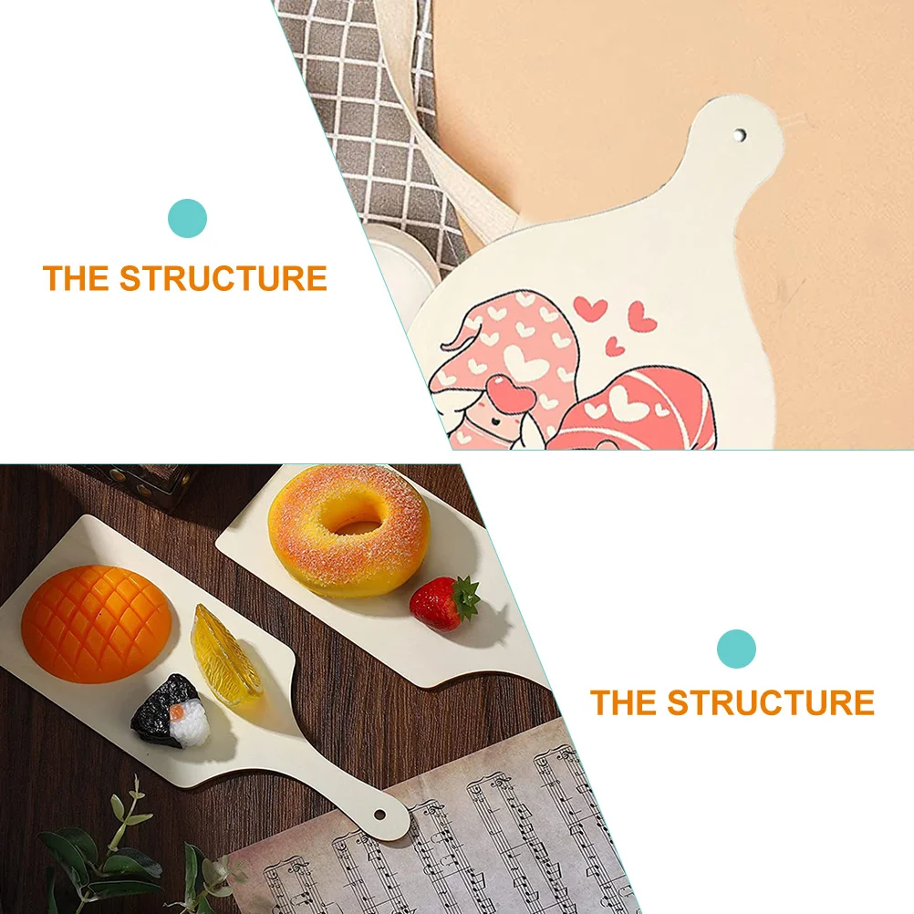 

6Pcs Small Wooden Chopping Board Handle DIY Drawing Cutting Board Decorative Bread Cheese Serving Tray Kitchen Food Serving Tray