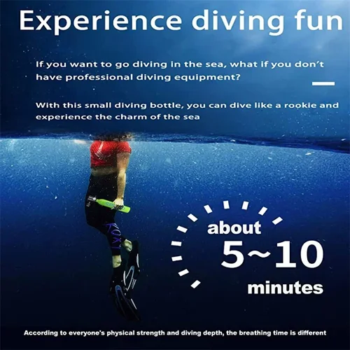 Imagen 2 del producto TRIMIX Mini tanque de buceo de 0,5 litros, equipo de respiración subacuática de 5-10 minutos, Kit de oxígeno portátil