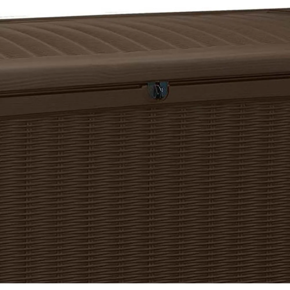 Borneo 110 Gallon All Weather Weatherproof Rattan Wicker Resin Outdoor Backyard Patio Porch Deck Organization Storage Box Bench