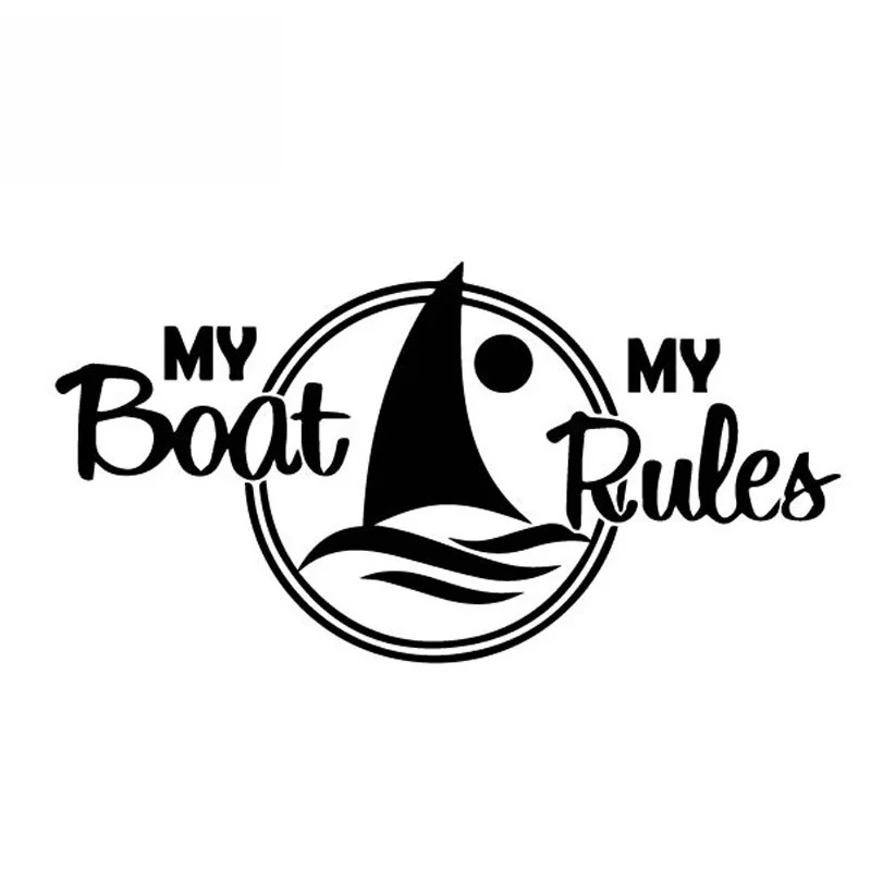 Dazzling Ship My Boat My Rules Word Rowing Water Wave Vinly Decal Nice Car Sticker Auto Decoration Black/Silver,16cm*8cm