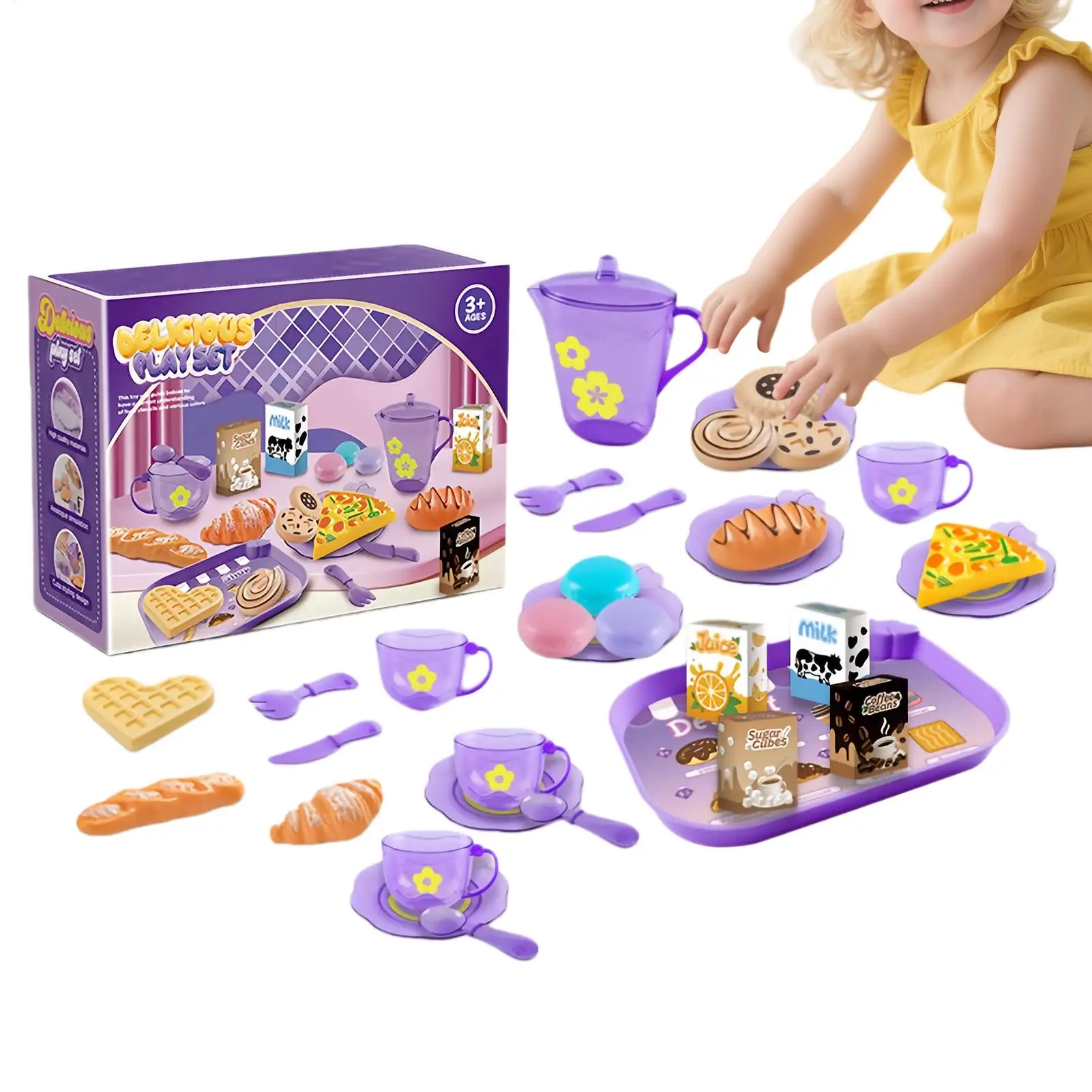 子供用キッチンおもちゃ 33ピース ミニ安全ティーパーティーゲーム 楽しいキッチンプレイセット 男の子 女の子 誕生日 クリスマス 新年 イースター ホーム用