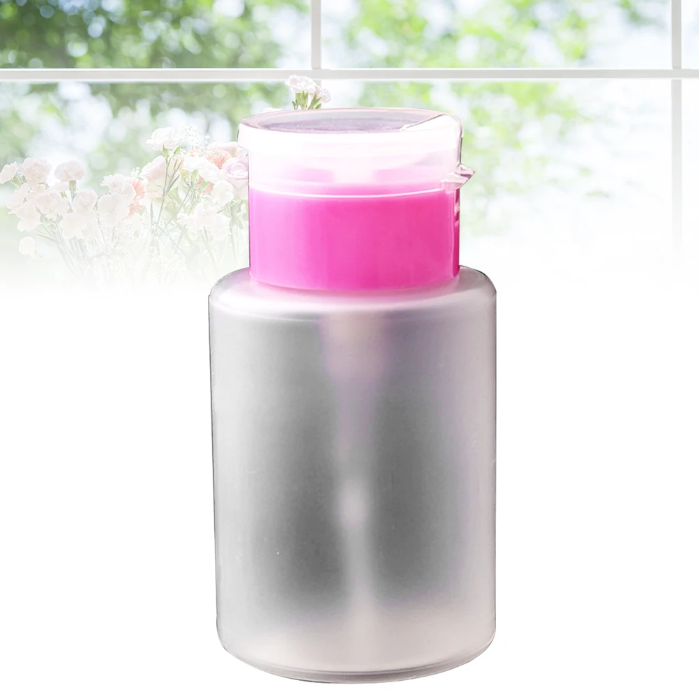 زجاجة فارغة للأظافر 150 مل، تصميم ضغط بقفل وردي، سهل الاستخدام، لا تسرب لمعدات التجميل لإزالة مكياج الأظافر السائلة #5