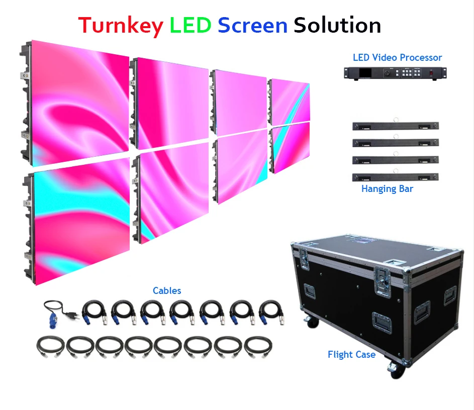 

Turnkey LED Screen Solution 8pcs P3.91 Indoor 500x500mm LED Dot Matrix Panel For Stage Background