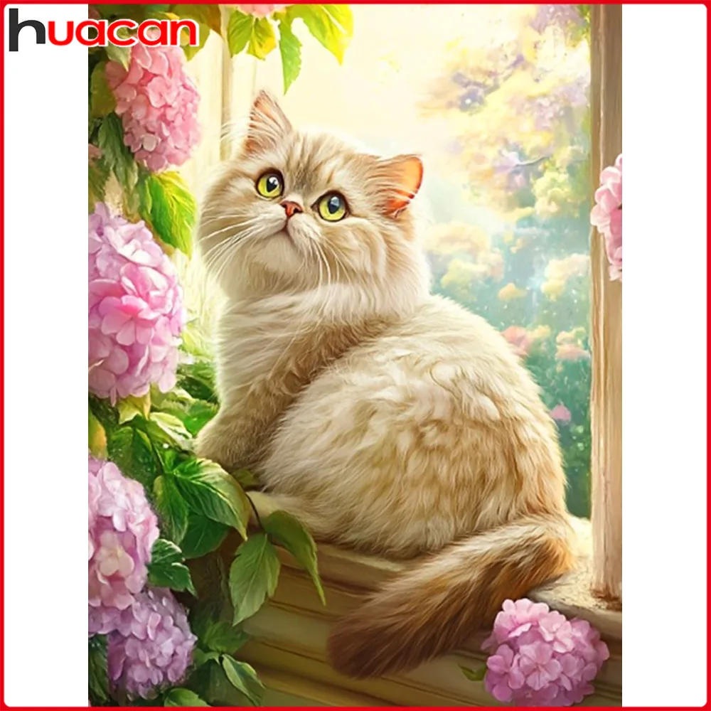 

Huacan Новые поступления Алмазная картина Кошка Цветочная вышивка Животное Полный комплект Декоративные картины
