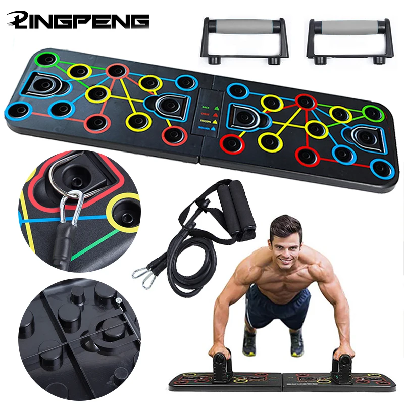 Draagbare Push-Up Board Sit-Up Trainer Dual-Use Verstelbare Multifunctionele Opvouwbare Fitness Partitie Oefenbeugel Dubbele Board