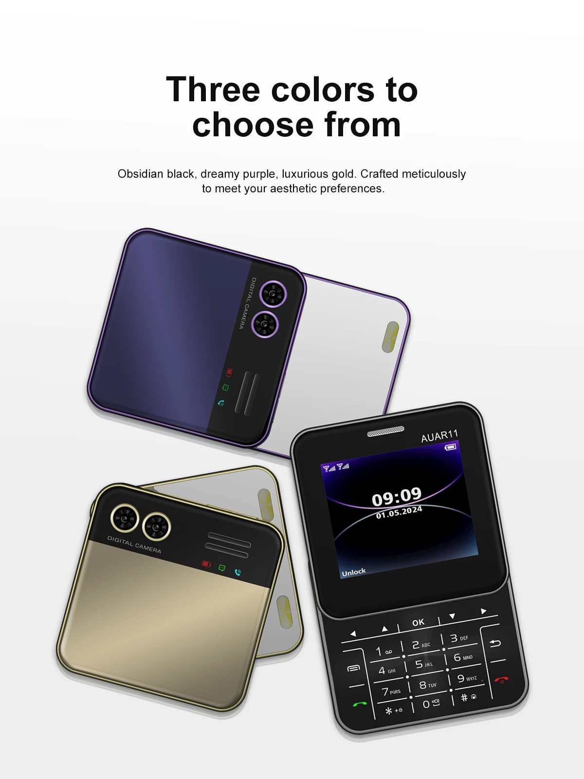 SERVO AUAR11 2.4 Inch Rotatable Screen Feature Phone Dual SIM Magic Voice Speed Dial Blacklist Flashlight FM 2G Keypad Cellphone