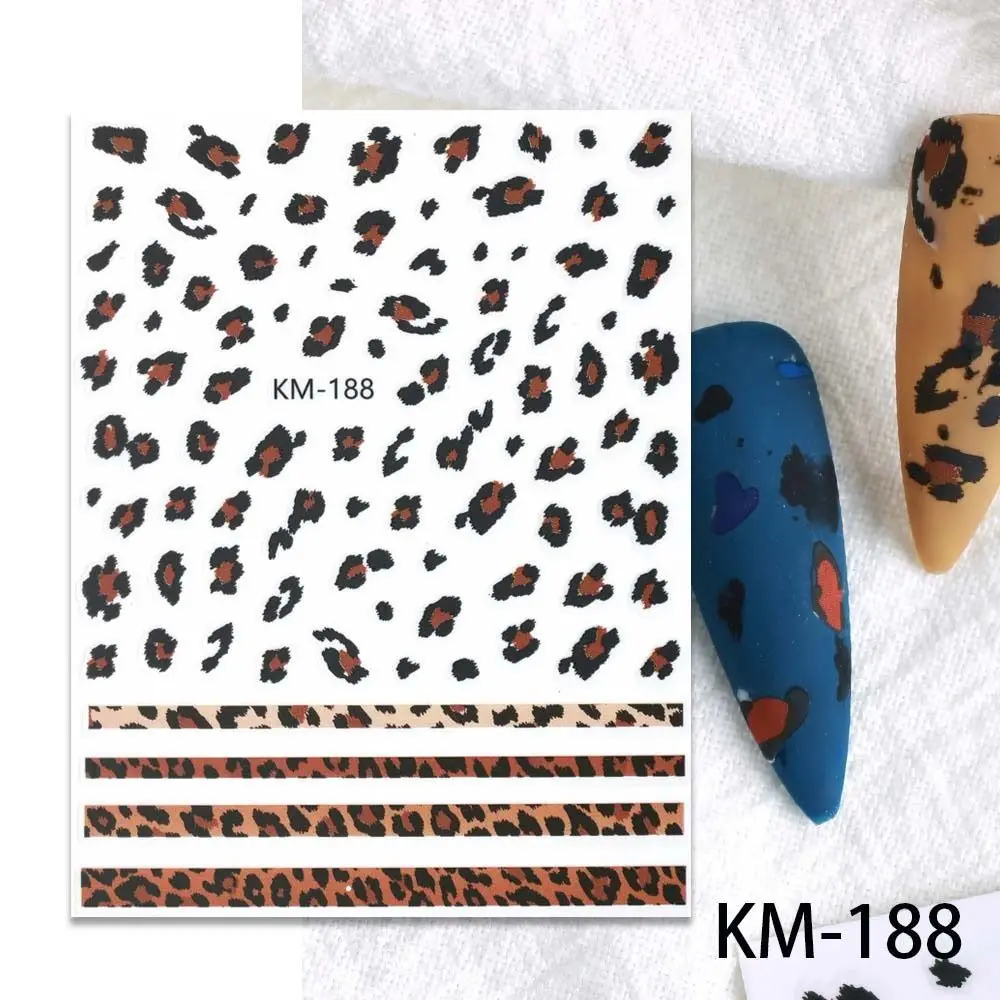 Pegatinas autoadhesivas con estampado de leopardo japonés, accesorios de manicura, calcomanías para uñas, pata de oso, leopardo