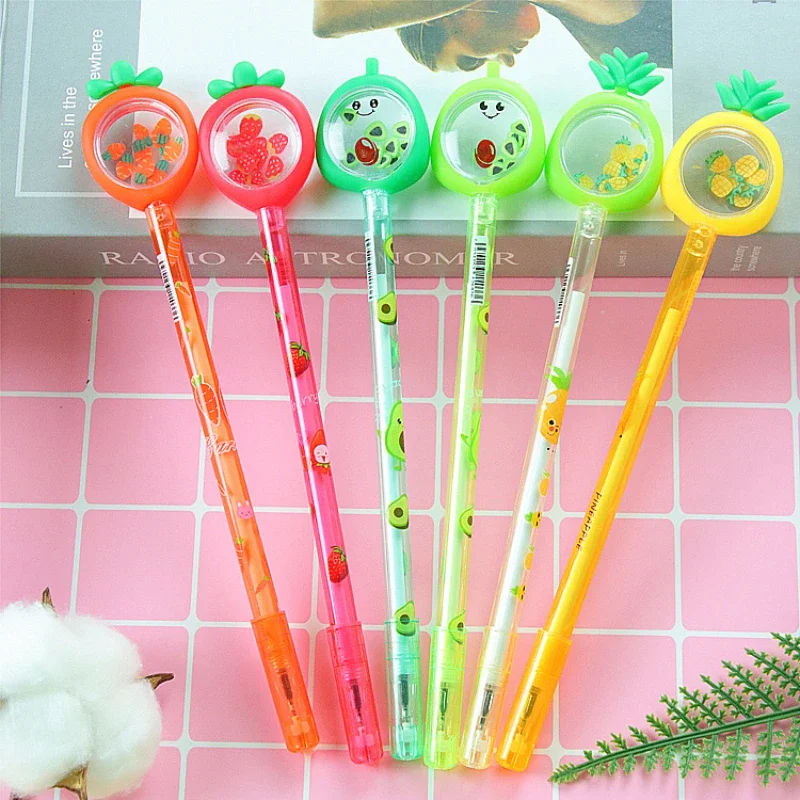 

50 шт., креативная нейтральная ручка с фруктами и блестками, высокая красота, студенческие канцелярские принадлежности, ручка на водной основе, ручка для подписи в форме моркови авокадо