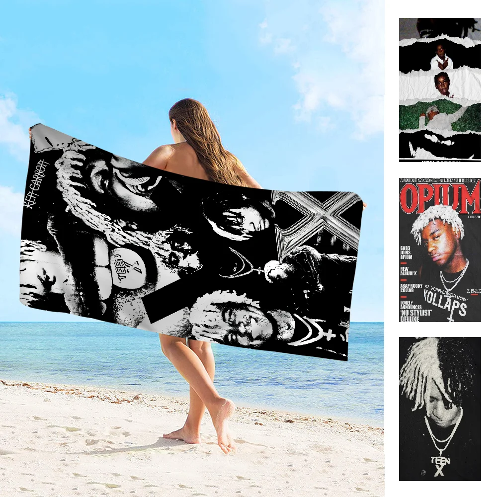 Rapper Ken Carson A Great Chaos Beach Towel Cartoon Cute Summer Kids Bath Pool Beach Towel Microfiber Absorbent For Travel