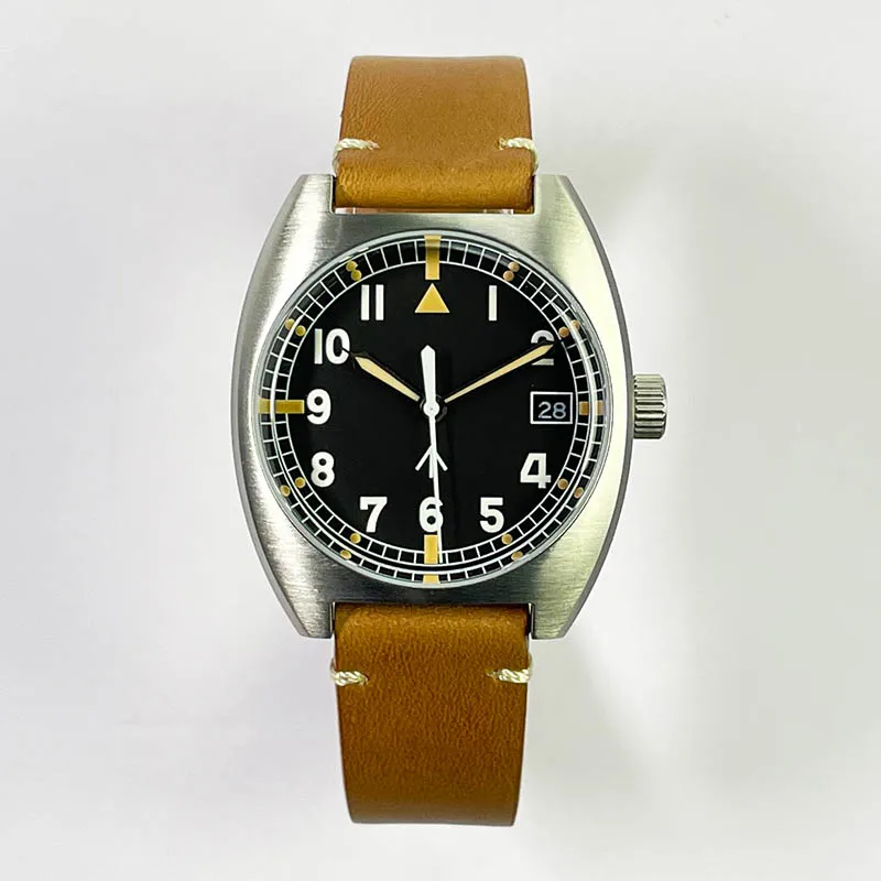 

Baltany Vintage Military Watches 36MM Tonneau Calendar NH35 10ATM Small Dial Luminous Air Force Automatic Pilot Wristwatches