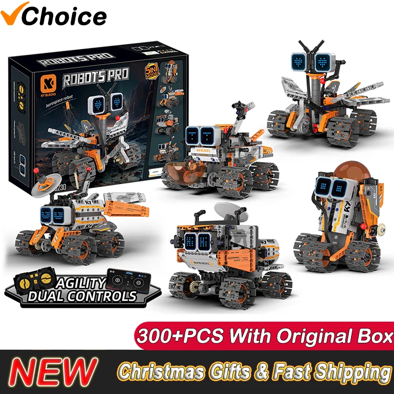 

NEW 5in1 Creative LED Robot Wall·e High-tech App Rc Robot Functions DIY Educational Building Block Model For Children Toys Gifts