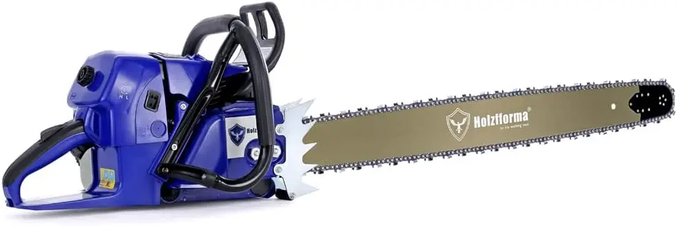 

Gas Chainsaw 92cc Blue Power Chain Saws Big Wood Cutting Plus Handle Bar Ideal Outdoor Garden Ranch Use