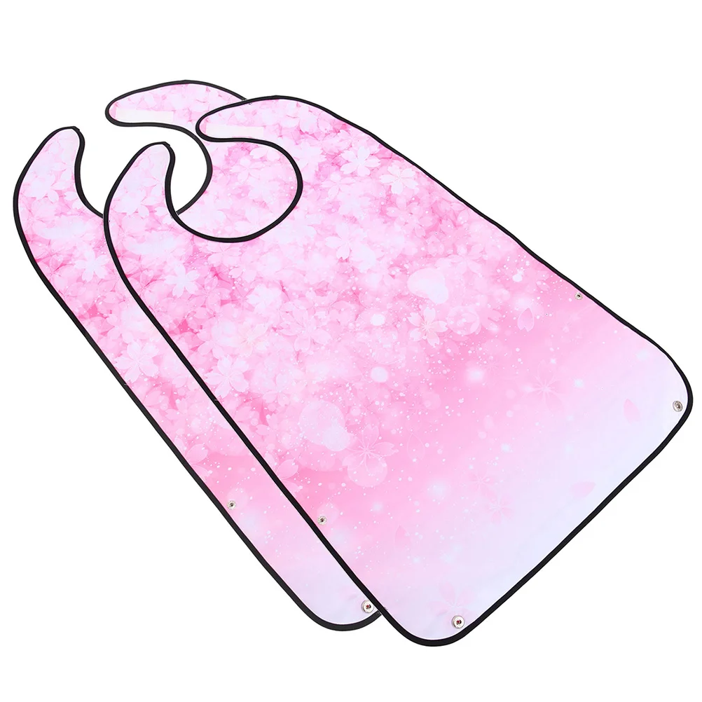

2pcs Waterproof Elderly Bibs Printed Polyester Feeding Cloths Reusable Washable Drool Food Spills Protection For Adults Seniors
