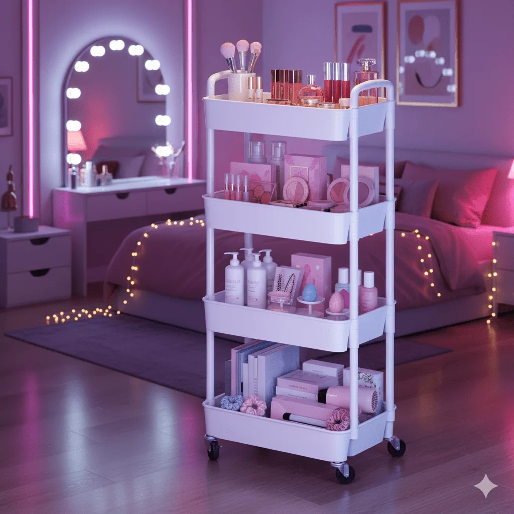 

Double-Layer Sliding Under Sink Organizer with Hooks for Kitchen Bathroom Cosmetics