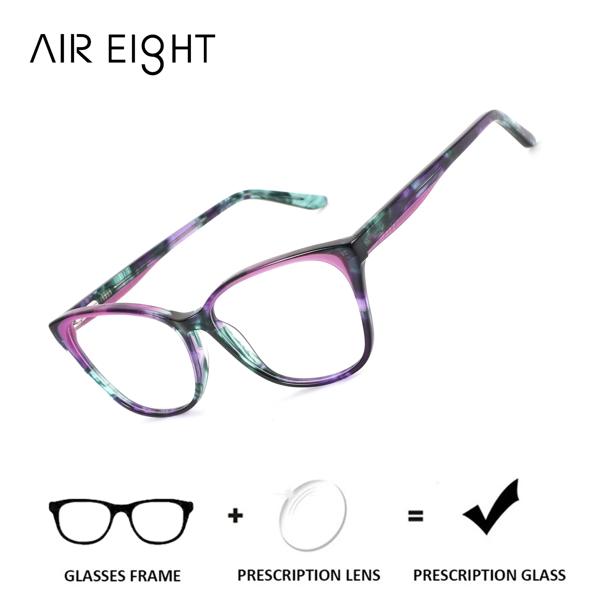 

AIREIGHT (XXS Size) Cat Eye Acetate Prescription Glasses For Women Anti Blue Light Photochromic Glasses with Blue Light Filter