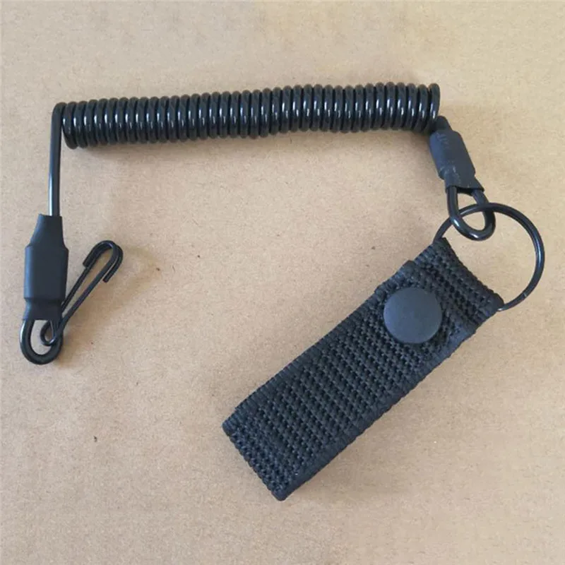 Cordón elástico táctico antipérdida, correa de seguridad militar de resorte, cuerda para pistola para llavero, cadena, linterna, accesorios de caza