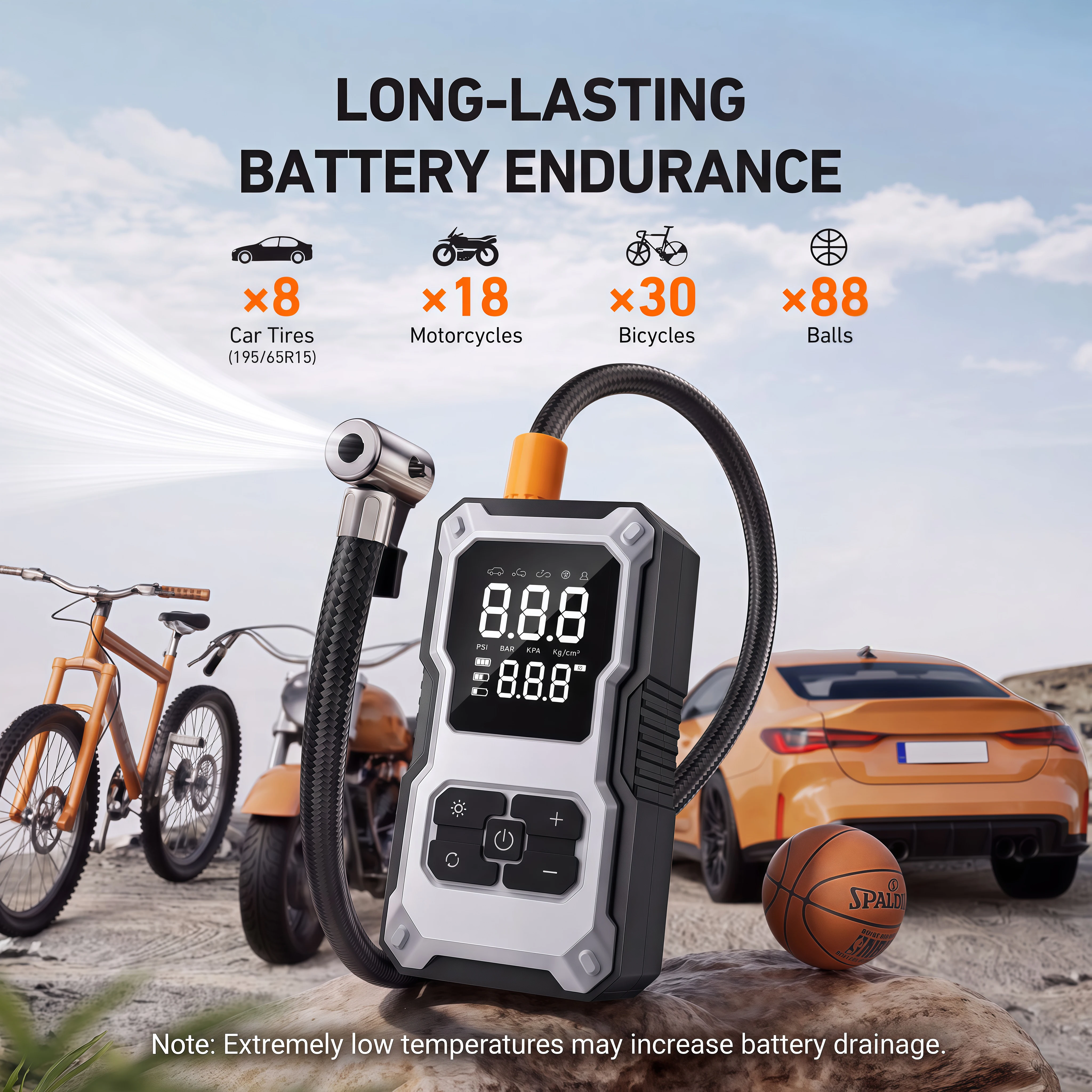 STSCELZ Car Tire Inflator, 150 PSI Cordless Air Compressor with Digital Pressure Gauge, Rechargeable Portable Tire Pump