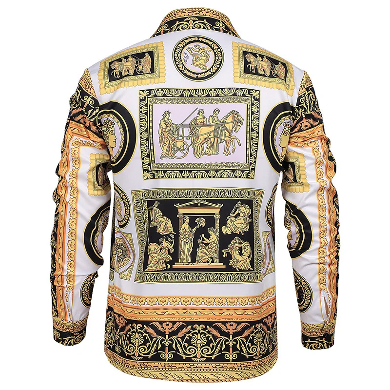 Renaissance-style Men's Long-sleeved Printed Shirt, Medieval Steampunk Pirate Top Shirts. 2026 New