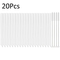 8/12/14mm High Borosilicate Glass Straw 10/20Pcs Reusable Eco Friendly Drinking Straws Set Bubble Tea Smoothies Bar Accessories