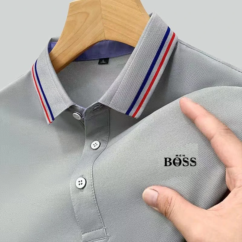 2024 new men\'s short sleeved polo shirt, fashionable and high-quality branded printed T-shirt, high-end casual business T-shirt