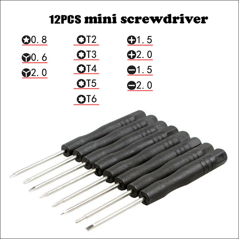 12pcs/set Mini Multi-Function Precision Screwdriver Set Smartphone Tablet Repairing Disassembly Tools Set