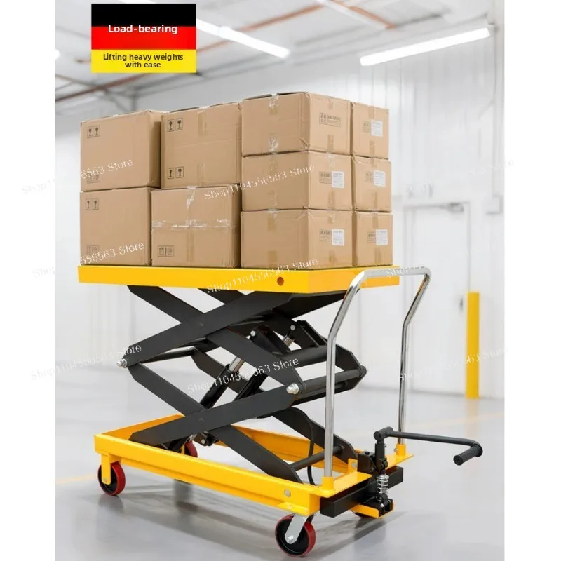 Manual Scissor Hydraulic Lifting Platform Truck, Small Lift Table Trailer for Loading and Unloading
