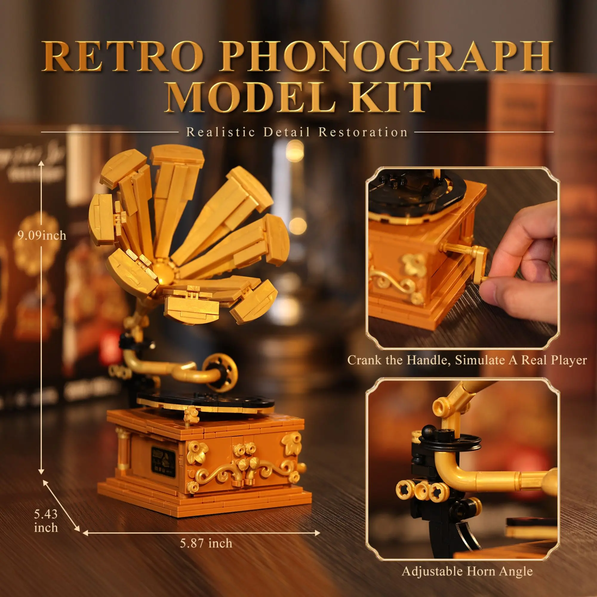1438pcs Retro Rotary Telephone Building Blocks Desktop Decoration Gramophone Classical Bellows Camera Bricks Toys Adults Gifts