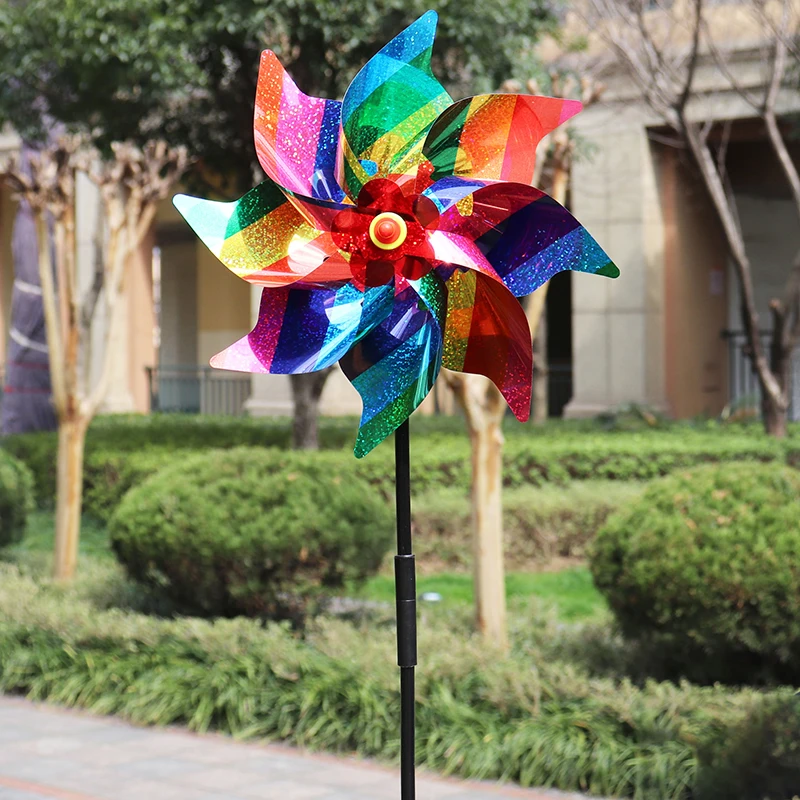 Windmill Bird Repellent Decoration Bird-scaring Wind Spinner Children Kids Toys Easy Installation Garden Orchard Protection